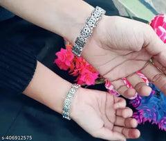 Silver Sterling Silver Kada (Pack of 2)