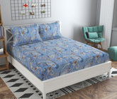 Super Soft Glace Cotton All Round Elastic Fitted Double Bed Bedsheet with 2 Pillow Covers-72x78x8