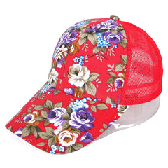 Fashion Simple Ladies Floral Rose Baseball Net Hat