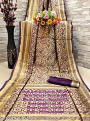 Jacquard Saree With Blouse For Women (Golden& Dark Red, 6.3M)