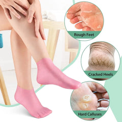 Silicone Moisturizing Socks Anti Slip Aloe Socks for Dry Cracked Feet Women (Pack of 2 Pair)