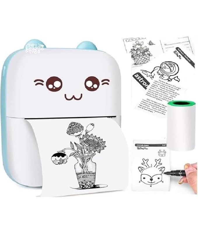 Mini Thermal Printer | Inkless Sticker Printer | USB APP Control Inkless Printer | Wireless Mini Pocket Printer for Labels, Stickers, Photos, Bookmarks, Cards, White