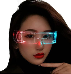 Led Glasses 7 Colors & 5 Modes, Rectangular, Retro, Multicolour (7 colors), Luminous Glasses for Halloween Cosplay Party Bar