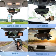 Phone Mount for Car, 2024 Upgraded Rear View Mirror Phone Holder, Universal Mount, Rotatable Phone Holder for Car Compatible