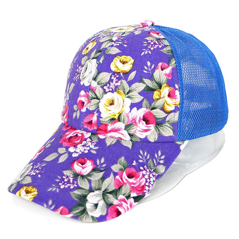 Fashion Simple Ladies Floral Rose Baseball Net Hat