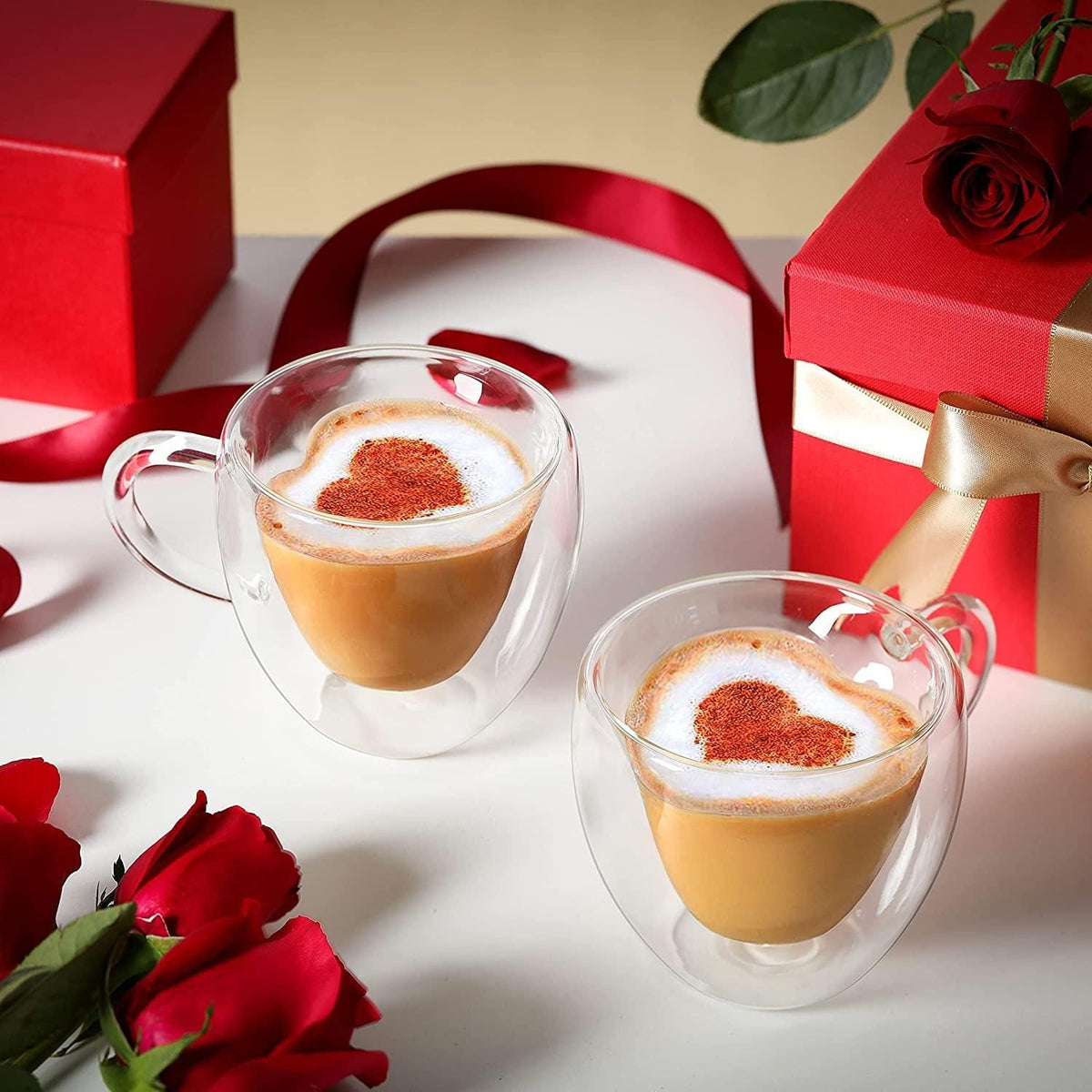 High Borosilicate Heart Shape Double Wall Glass (Pack of 1)