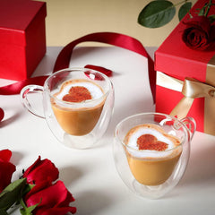 High Borosilicate Heart Shape Double Wall Glass (Pack of 1)