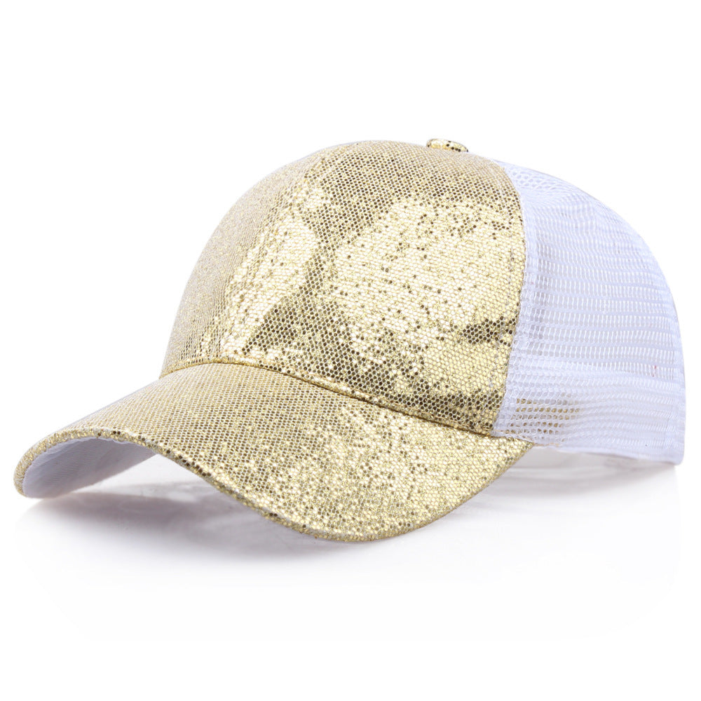 Rear Opening Glittering Mesh Duckbill Cap