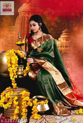 Jacquard Saree With Blouse For Women (Green, 6.3M)