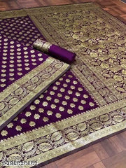 Jacquard Saree For Women (Purple, 6.3m)